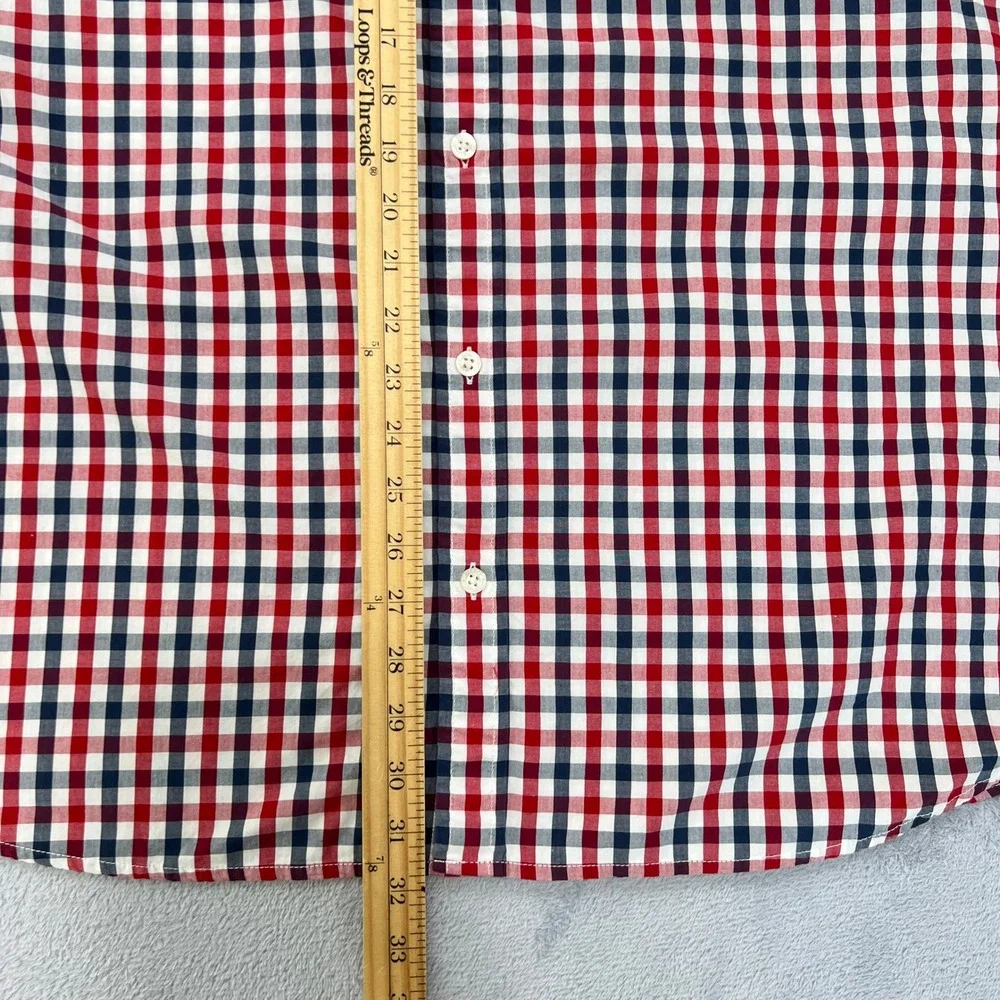 Levi's Button Down Shirt Red White & Blue Gingham Check Long Sleeve‎ Cotton 4XL